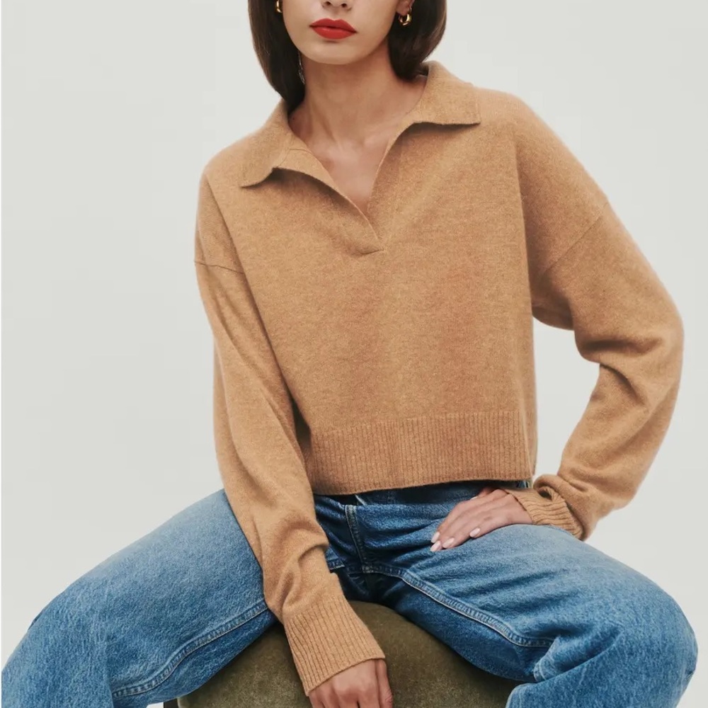 Reformation Cashmere Polo Sweater